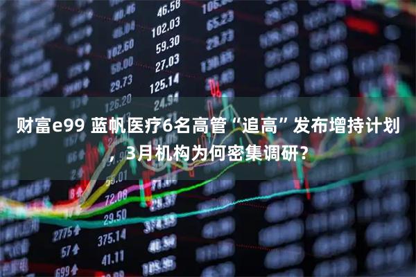 财富e99 蓝帆医疗6名高管“追高”发布增持计划，3月机构为何密集调研？
